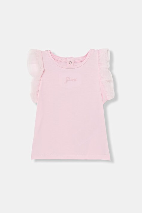 Guess t-shirt dziecięcy bawełniany z elastanem różowy K6GI19 K6YW4