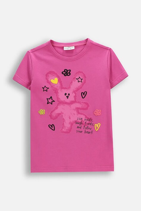 Coccodrillo t-shirt dziecięcy kolor różowy REBEL SKATER GIRL KIDS