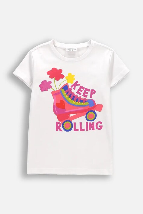 Coccodrillo tricou copii culoarea alb, REBEL SKATER GIRL KIDS