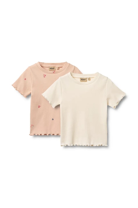 Wheat t-shirt dziecięcy bawełniany 2-pack różowy 0132-178a-GOTS