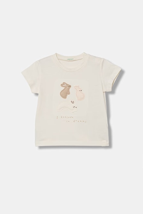 United Colors of Benetton t-shirt dziecięcy bawełniany beżowy 3I1XA106X