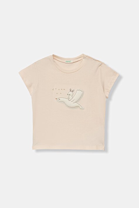 United Colors of Benetton t-shirt dziecięcy bawełniany beżowy 3I1XA106X