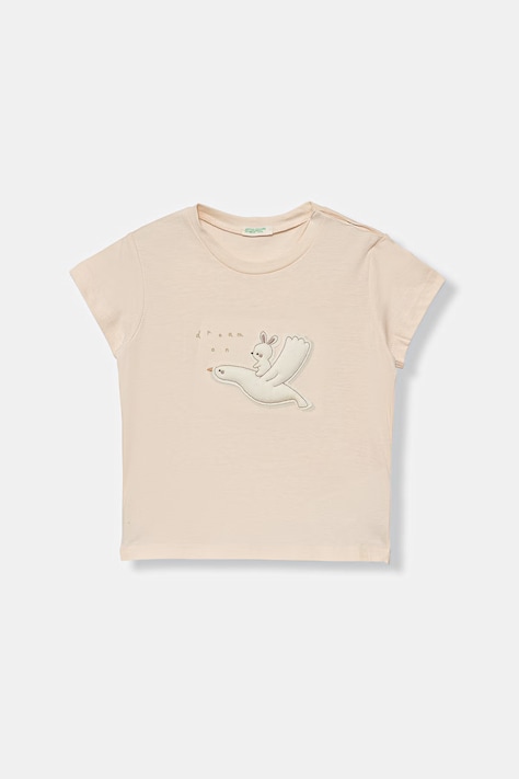 United Colors of Benetton t-shirt dziecięcy bawełniany beżowy 3I1XA106X