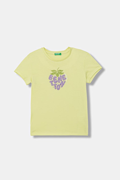 United Colors of Benetton tricou pentru copii, din bumbac verde 3I1XC10S6