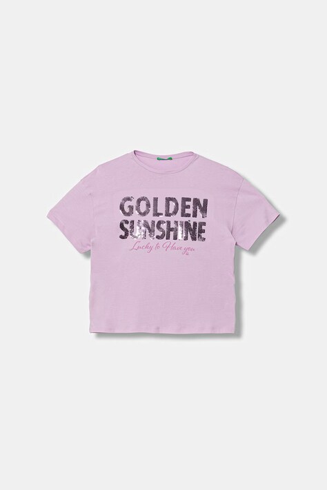 United Colors of Benetton detské bavlnené tričko fialové 3I1XC10SF