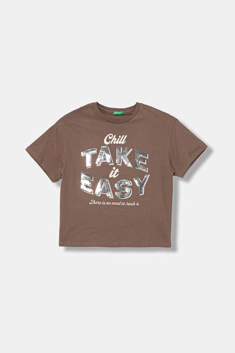 United Colors of Benetton tričko detské bavlnené hnedé 3I1XC10SF