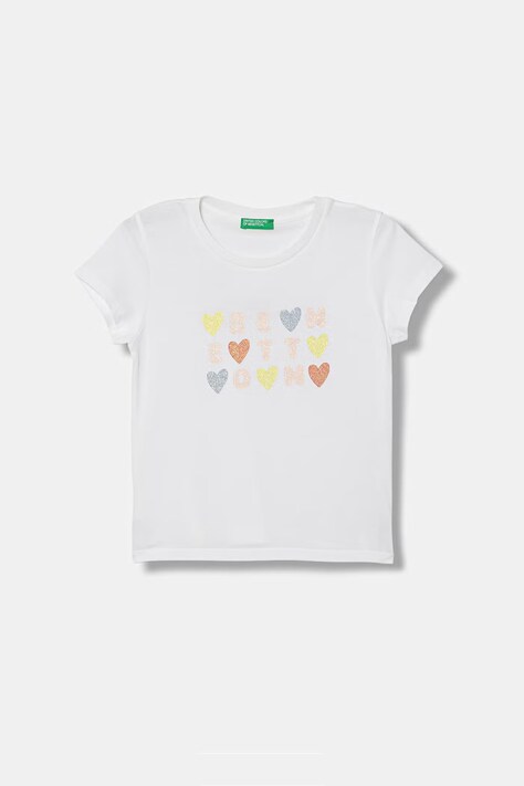 United Colors of Benetton t-shirt dziecięcy bawełniany biały 3I1XG10LU