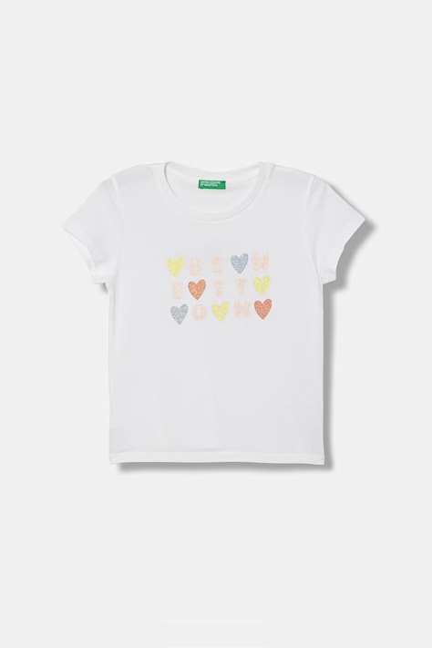 United Colors of Benetton t-shirt dziecięcy bawełniany biały 3I1XG10LU