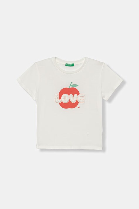 United Colors of Benetton t-shirt dziecięcy bawełniany beżowy 3I1XG10M7