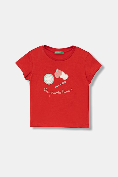 United Colors of Benetton t-shirt dziecięcy bawełniany bordowy 3I1XG10M8