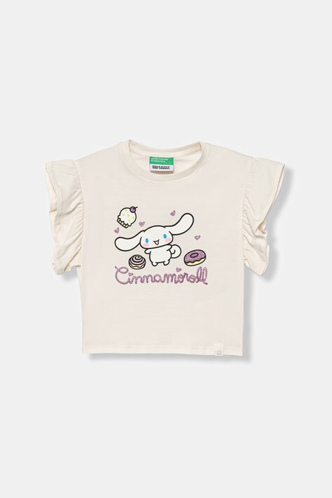 United Colors of Benetton t-shirt dziecięcy bawełniany beżowy 3I1XG10MW