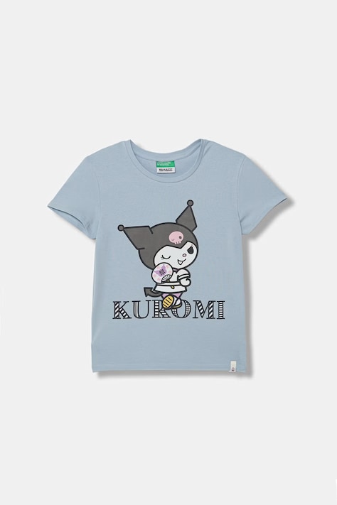 United Colors of Benetton t-shirt dziecięcy bawełniany z elastanem niebieski 3P4ZC10SQ