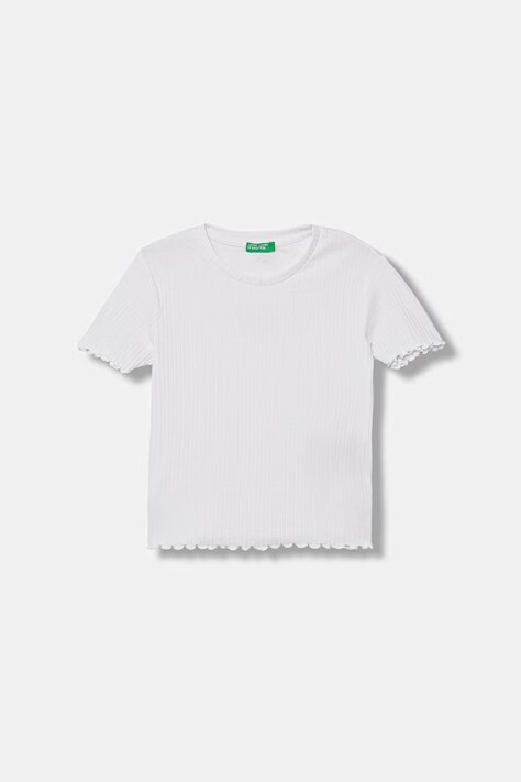 United Colors of Benetton t-shirt basic dziecięcy bawełniany z elastanem biały 3F1EC10N4