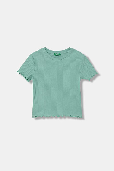 United Colors of Benetton t-shirt basic dziecięcy bawełniany z elastanem turkusowy 3F1EC10N4
