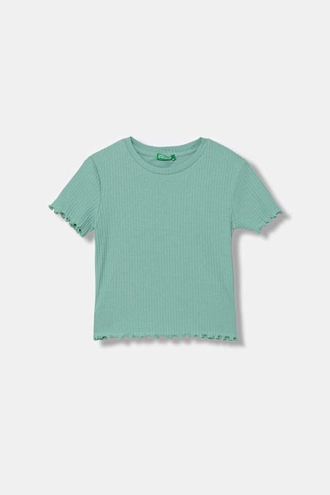 United Colors of Benetton t-shirt basic dziecięcy bawełniany z elastanem turkusowy 3F1EC10N4