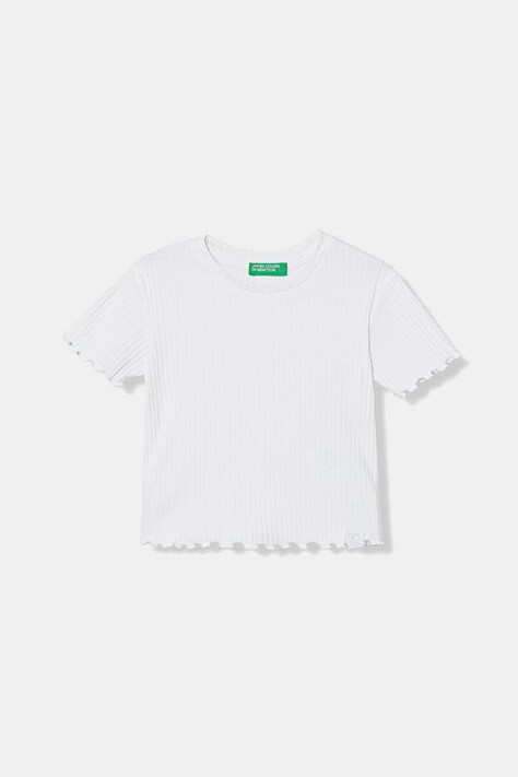 United Colors of Benetton Kratka majica otroška bombažna z elastanom bela 3F1EG10HZ