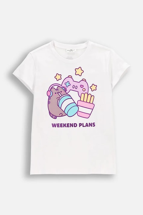 Coccodrillo t-shirt dziecięcy z bawełną biały LICENCE GIRL