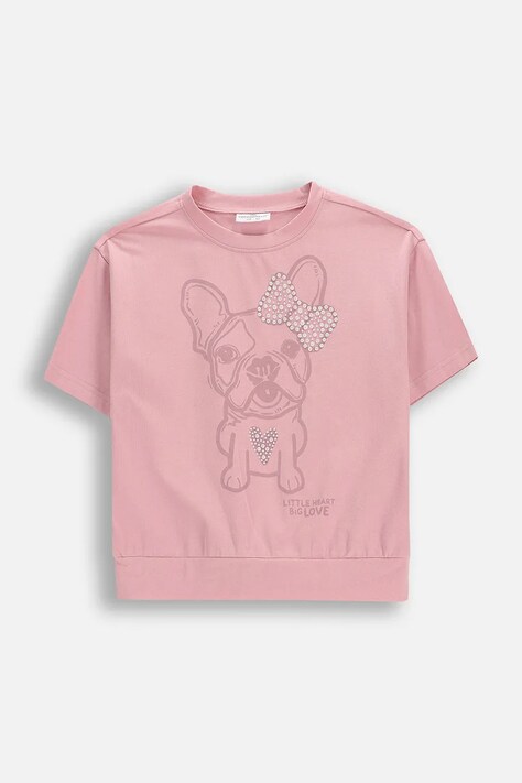 Coccodrillo t-shirt per bambini in cotone con elastan rosa HEARTS GIRL