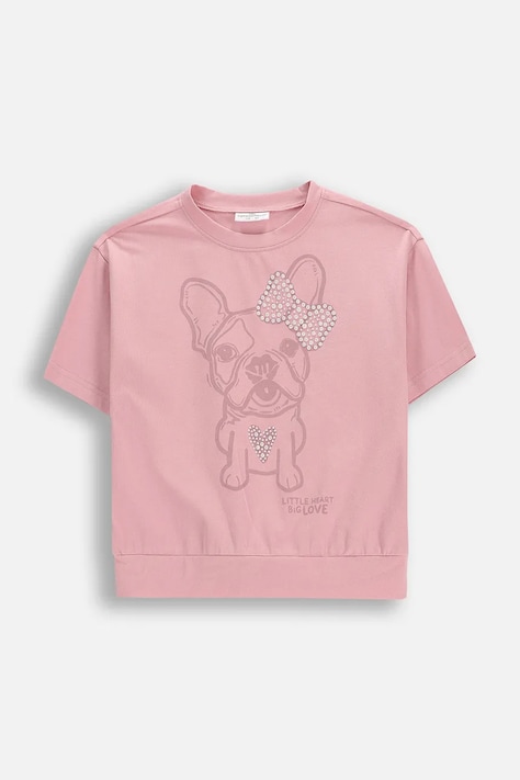Coccodrillo t-shirt per bambini in cotone con elastan rosa HEARTS GIRL