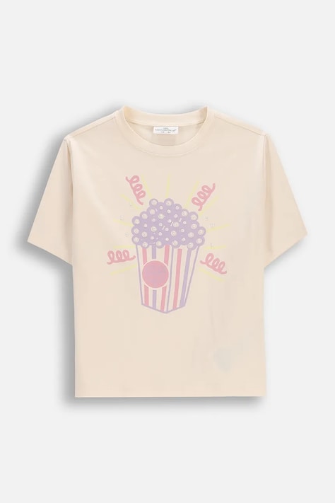 Coccodrillo tricou pentru copii, din bumbac cu elastan bej HEARTS GIRL KIDS