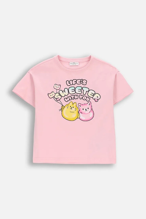 Coccodrillo kratka majica otroška z bombažem roza SWEET SHOP GIRL KIDS