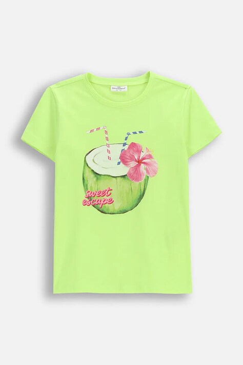 Coccodrillo T-shirt dziecięcy z bawełną zielony EVERYDAY GIRL