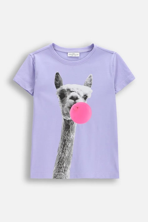 Coccodrillo T-shirt dziecięcy bawełniany fioletowy EVERYDAY GIRL