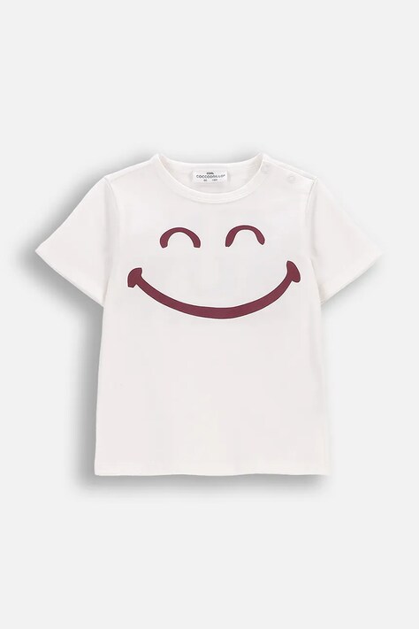 Coccodrillo T-shirt niemowlęcy z bawełną beżowy SMILE UNISEX NEWBORN