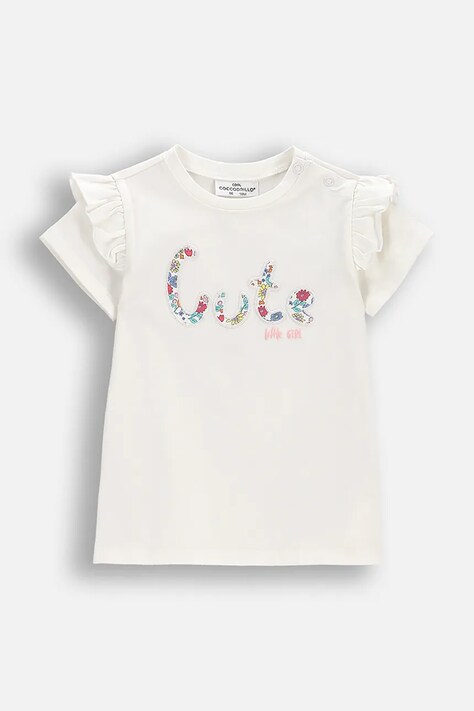 Coccodrillo T-shirt niemowlęcy z bawełną beżowy TULIP MODE GIRL NEWBORN