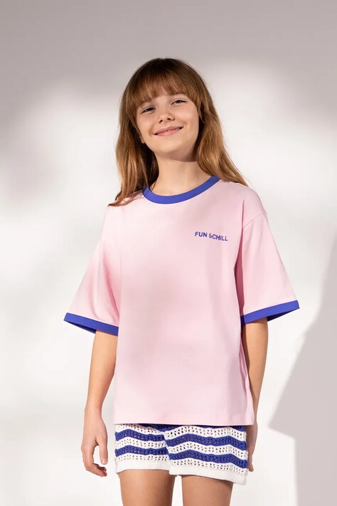 Coccodrillo T-shirt dziecięcy bawełniany różowy WAVES GIRL JUNIOR