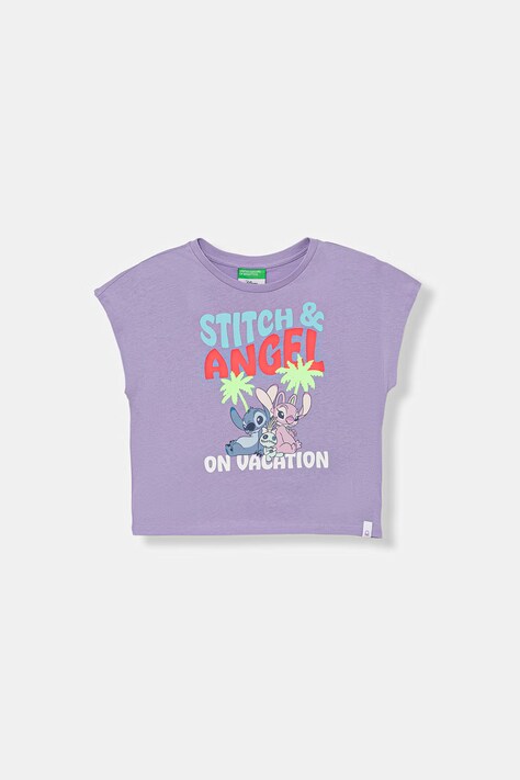 United Colors of Benetton T-shirt dziecięcy bawełniany fioletowy 3I1XG10N9