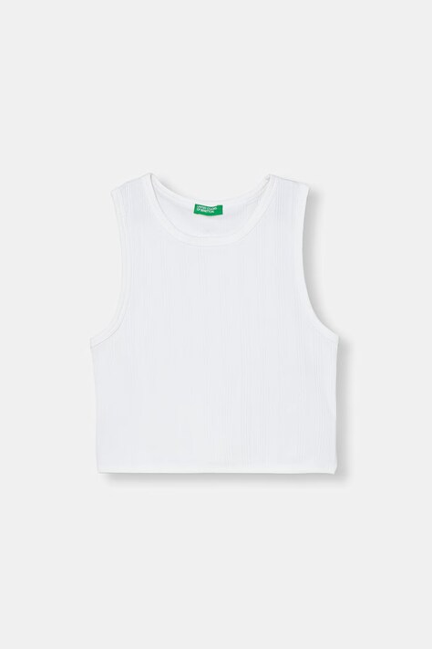 United Colors of Benetton top dziecięcy bawełniany z elastanem biały 3S2UCH025