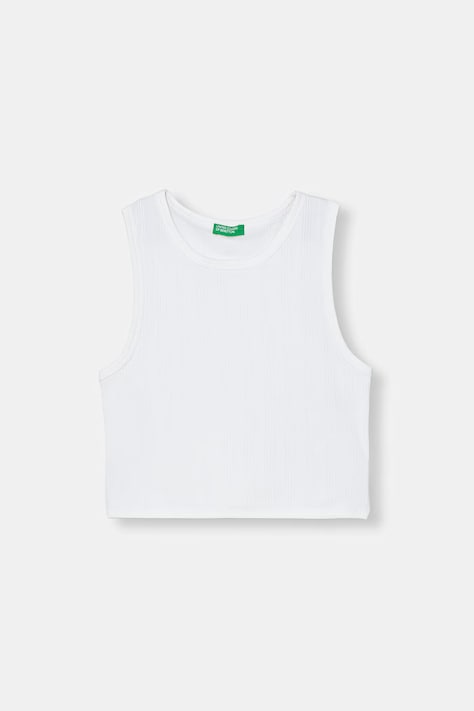 United Colors of Benetton top detský bavlnený s elastanom biely 3S2UCH025