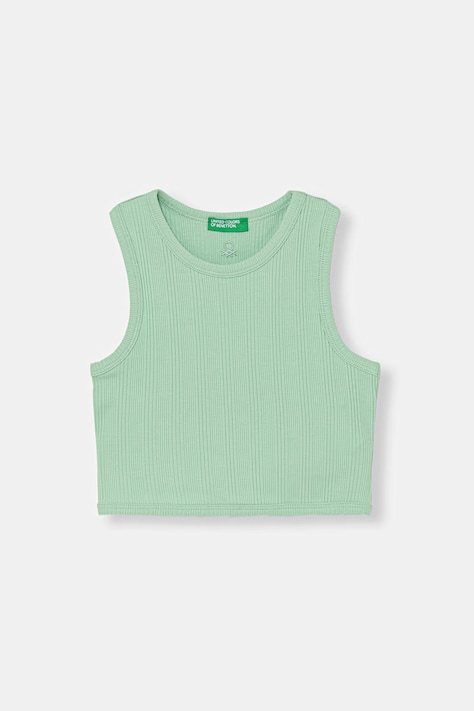United Colors of Benetton top detský bavlnený s elastanom zelený 3S2UCH025