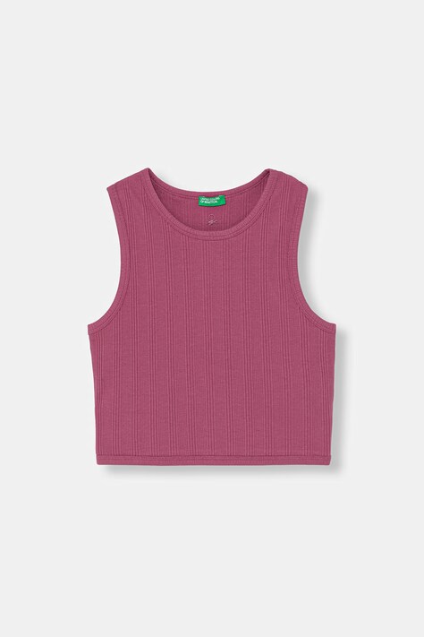 United Colors of Benetton top dziecięcy bawełniany z elastanem fioletowy 3S2UCH025