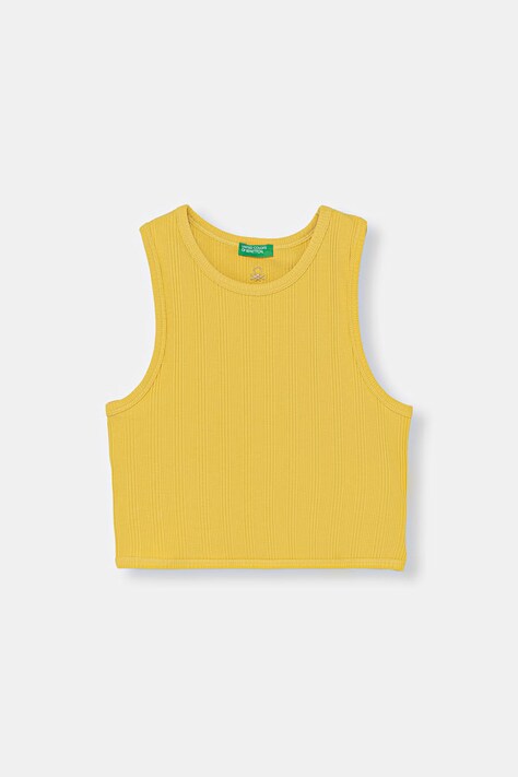 United Colors of Benetton top detský bavlnený s elastanom žltý 3S2UCH025