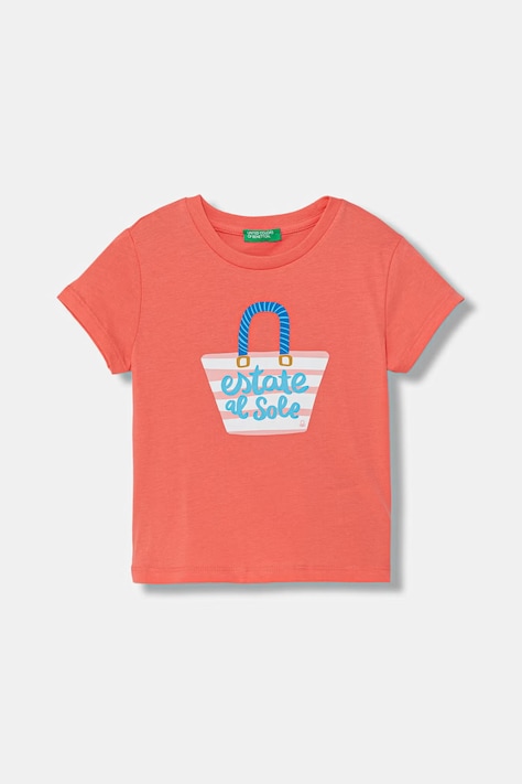 United Colors of Benetton T-shirt dziecięcy bawełniany pomarańczowy 3I1XG10N5