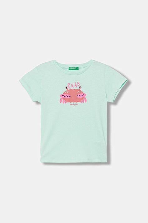 United Colors of Benetton tricou pentru copii, din bumbac turcoaz 3I1XG10N5