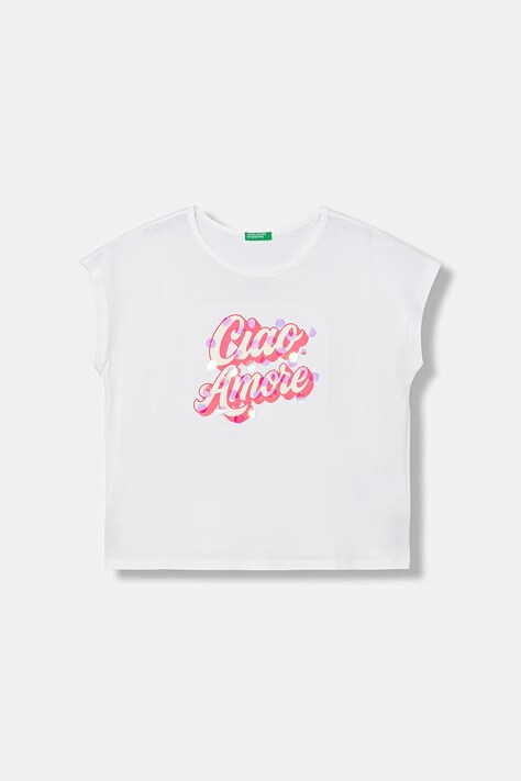 United Colors of Benetton tricou pentru copii, din bumbac alb 3I1XC10U0