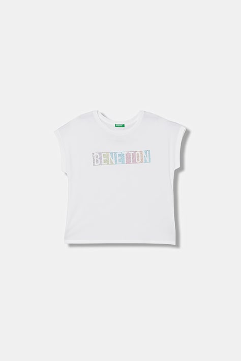 United Colors of Benetton kratka majica otroška bombažna bela 3I1XC10TT