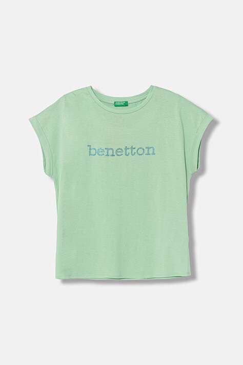 United Colors of Benetton T-shirt dziecięcy bawełniany zielony 3I1XC10TT