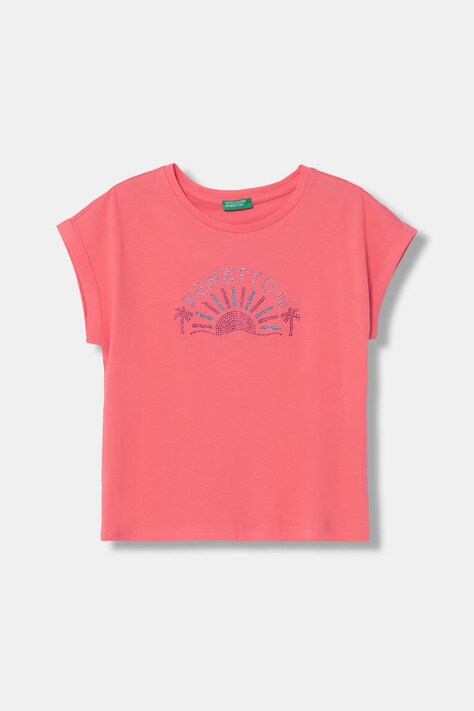 United Colors of Benetton T-shirt dziecięcy bawełniany pomarańczowy 3I1XC10TT
