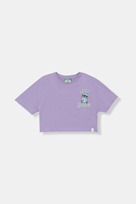 United Colors of Benetton T-shirt dziecięcy bawełniany fioletowy 3I1XC10TN