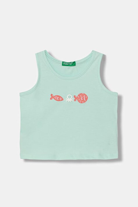 United Colors of Benetton top dziecięcy bawełniany turkusowy 3I1XGH016