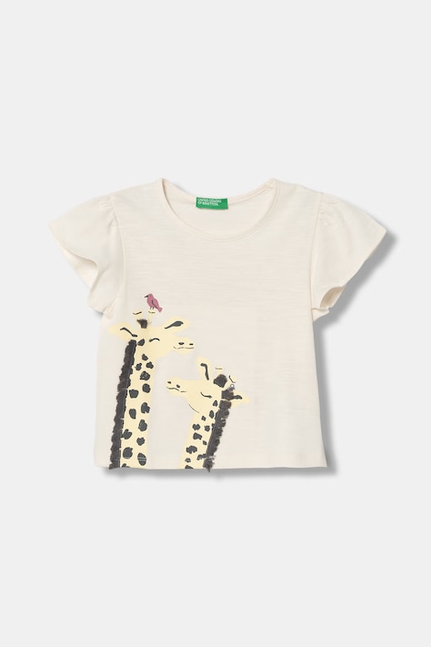 United Colors of Benetton T-shirt παιδικό βαμβακερό μπεζ 38V4G10N6
