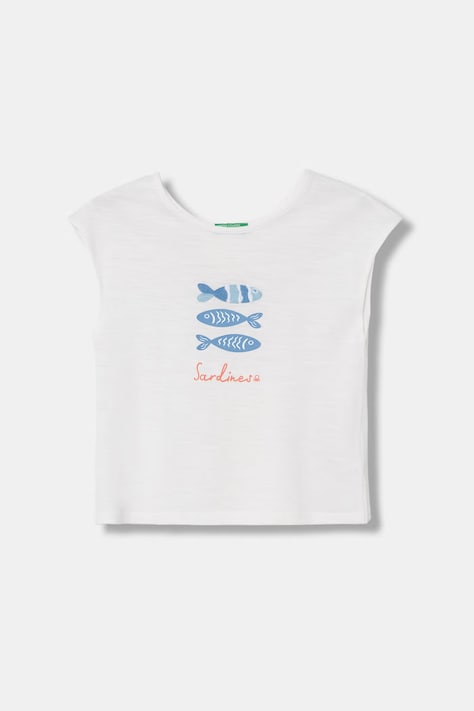 United Colors of Benetton tricou pentru copii din bumbac alb 38V4G10N3