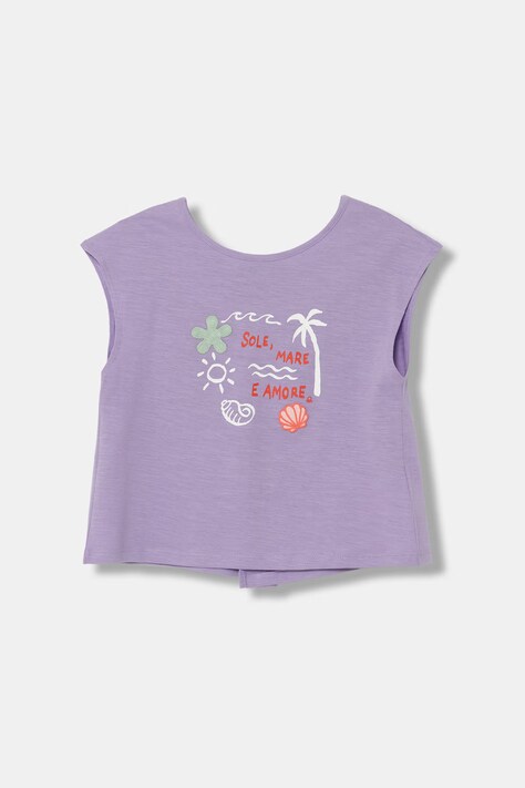 United Colors of Benetton T-shirt dziecięcy bawełniany fioletowy 38V4G10N3