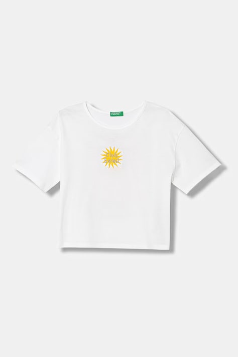 United Colors of Benetton gyerek pamut póló fehér 35RYC10TM