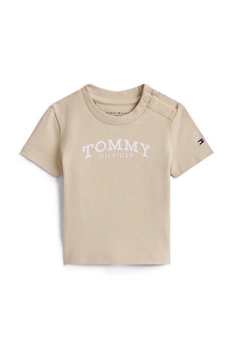 Μπλουζάκι μωρού Tommy Hilfiger χρώμα: μπεζ, KN0KN02146