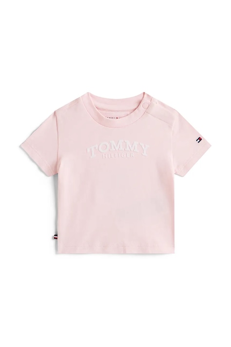 Tommy Hilfiger t-shirt niemowlęcy kolor różowy z aplikacją KN0KN02146